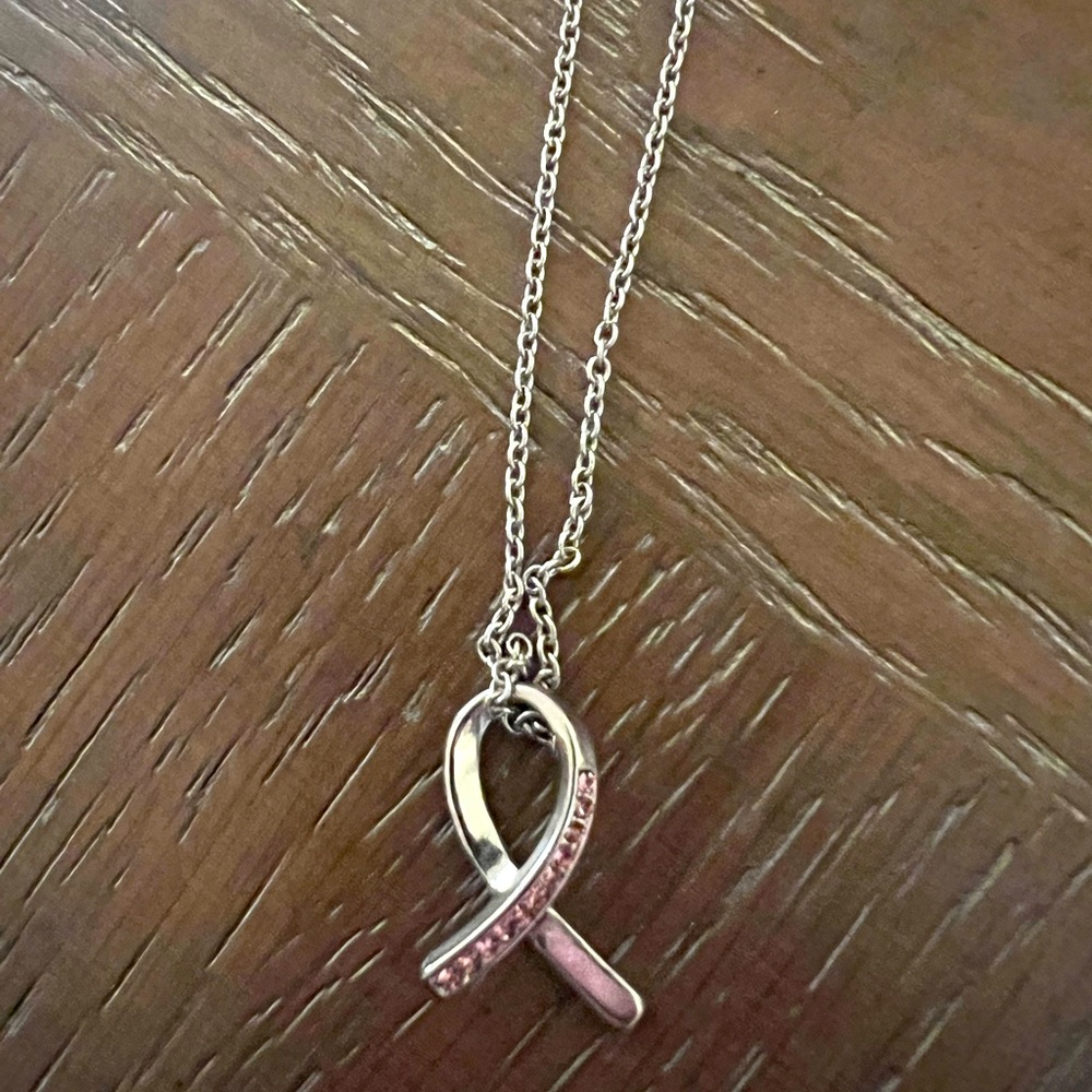 Breast Cancer Ribbon Necklace
